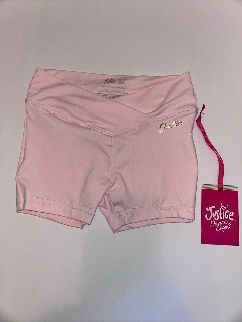 Justice Light Pink Crossover Waist Bike Shorts